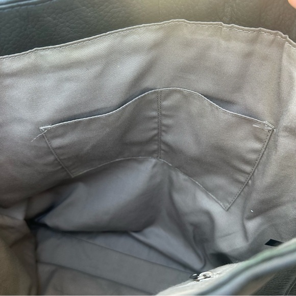 Halogen Nordstrom Army Green and Black Genuine Leather Large Tote Bag Handbag - Picture 7 of 8